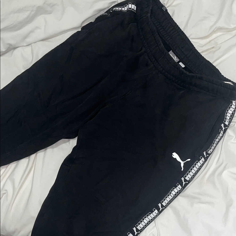 Puma Kids Black Sweatpants with Logo Detail